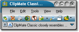 ClipMate Classic in "rolled-up" mode, featuring skin MX49.